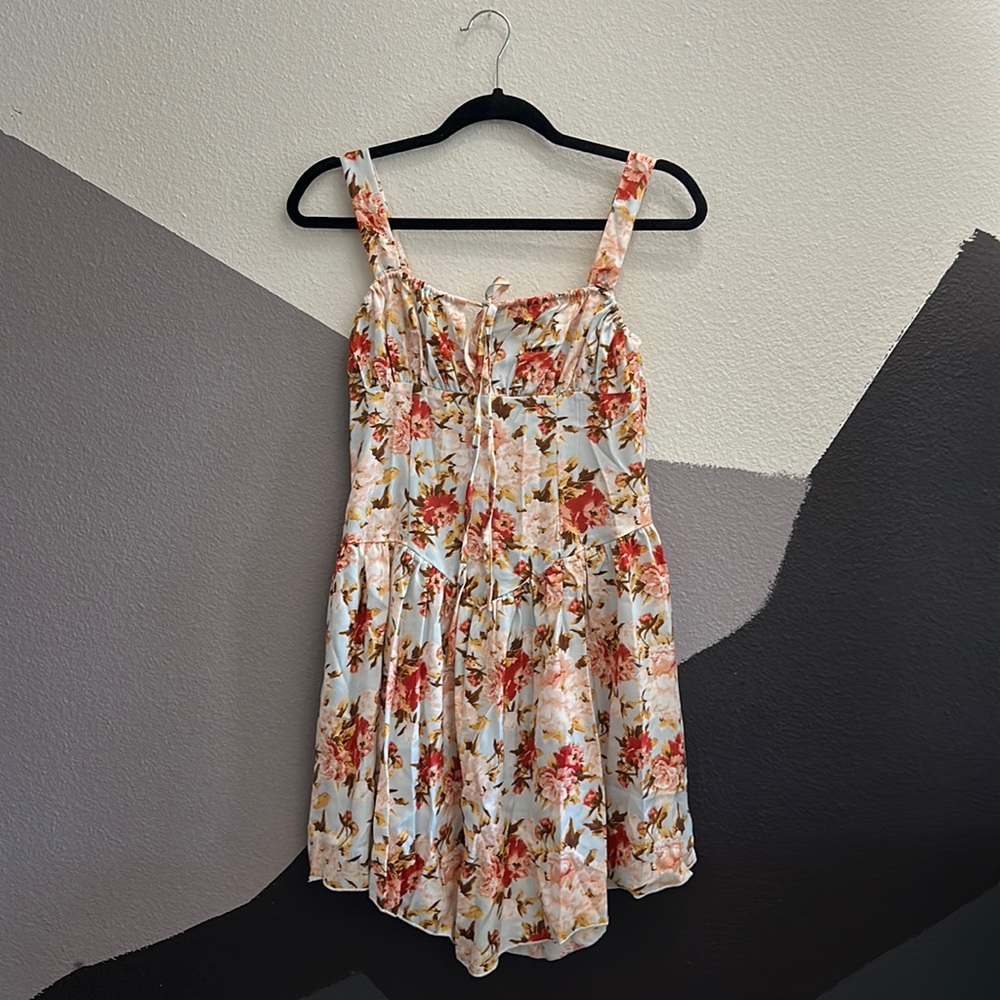 Floral Zip Up Corset Cami Dress